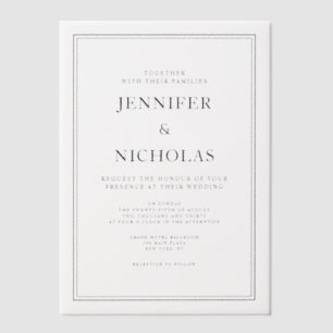 Elegant Classic Formal Black And White Wedding Vellum Invitations