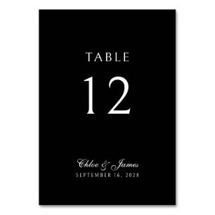 Elegant Classic Formal Black Names Wedding  Table Number