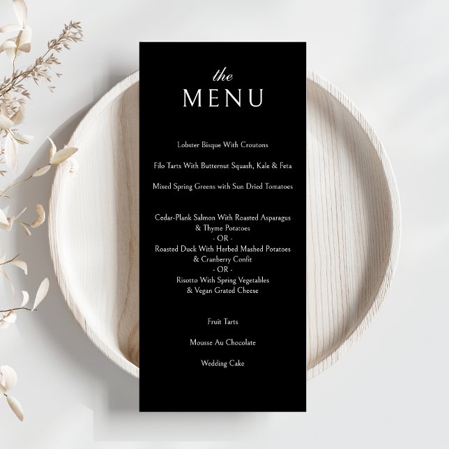 Elegant Classic Formal Black Wedding Dinner Menu (Creator Uploaded)