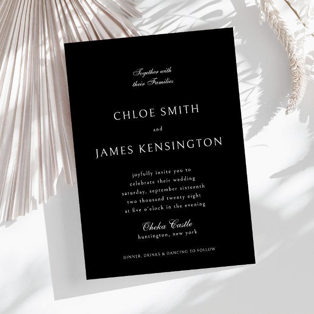 Elegant Classic Formal Black White Wedding  Invitation (Creator Uploaded)