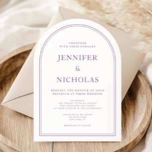 Elegant Classic Formal French Lilac Wedding Arch Invitation