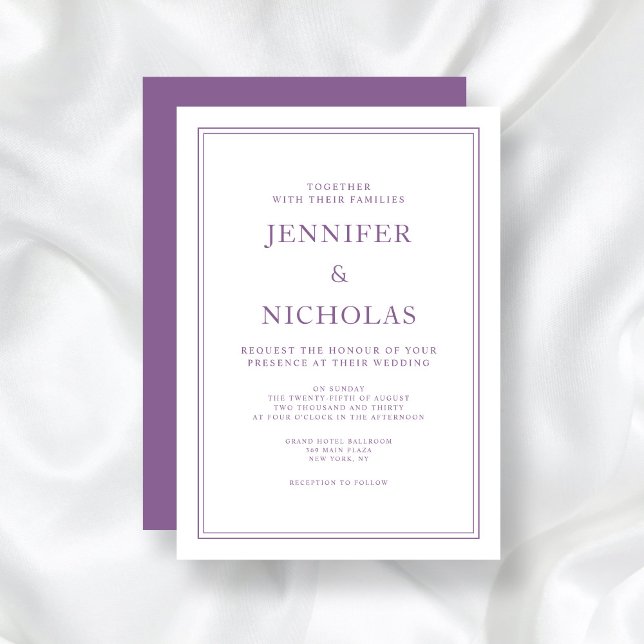 Elegant Classic Formal French Lilac Wedding Invitation (Elegant Classic Formal French Lilac Wedding Invitation)
