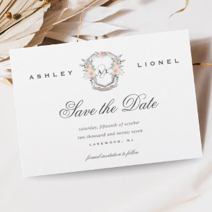 Elegant Classic Formal Monogram Floral Wedding Save The Date