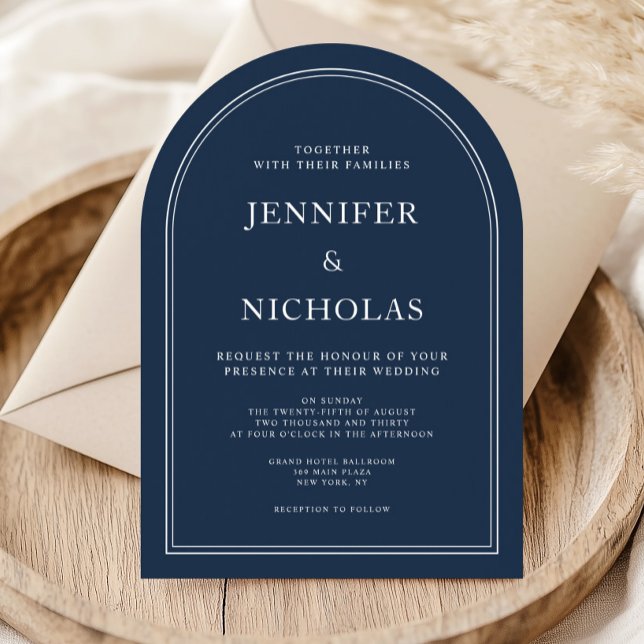 Elegant Classic Formal Navy Blue Wedding Arch Invitation (Elegant Classic Formal Navy Blue Wedding Arch Invitation)