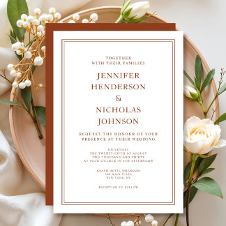 Elegant Classic Formal Terracotta Wedding Invitation