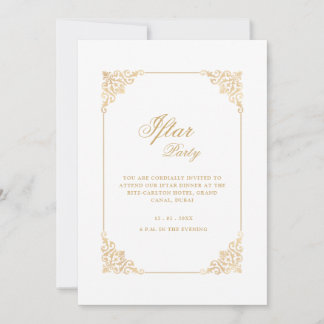 Elegant Classic Frame Gold Script Iftar Party Invitation