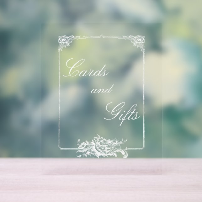Elegant Classic French Rococo Floral Acrylic Sign (Neutral)