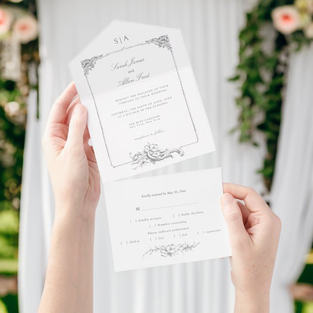 Elegant Classic French Rococo Floral All In One Invitation (Creator Uploaded)