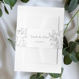 Elegant Classic French Rococo Floral Invitation Belly Band