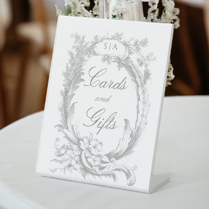 Elegant Classic French Rococo Floral Pedestal Sign