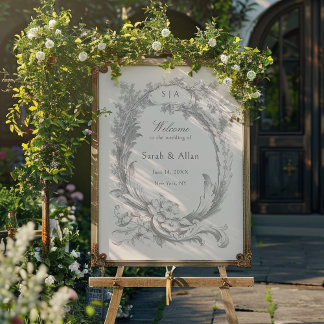 Elegant Classic French Rococo Floral Welcome Poster
