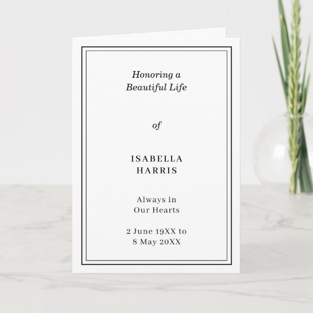 Elegant Classic Funeral Service Design Programme (Front)