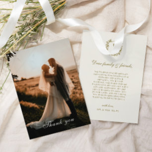 Elegant Classic Gold Crest Monogram Photo Wedding Thank You Card