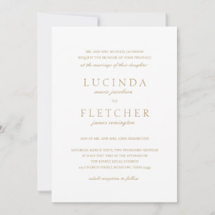 Elegant Classic Gold Formal All In One Wedding Invitation