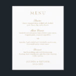 Elegant Classic Gold Formal Wedding Menu<br><div class="desc">Elegant faux gold wedding menu featuring a simple and minimal design with the title in a traditional serif font and the course headers in an elegant calligraphy script.  A classic style that is perfect for a formal wedding.</div>
