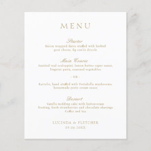 Elegant Classic Gold Formal Wedding Menu