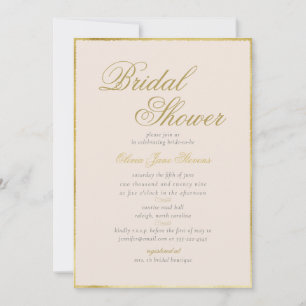 Elegant Classic Gold Frame Cream Bridal Shower Invitation