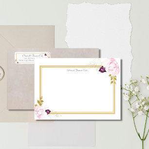 Elegant Classic Gold Frame Rustic Wedding Couple Card