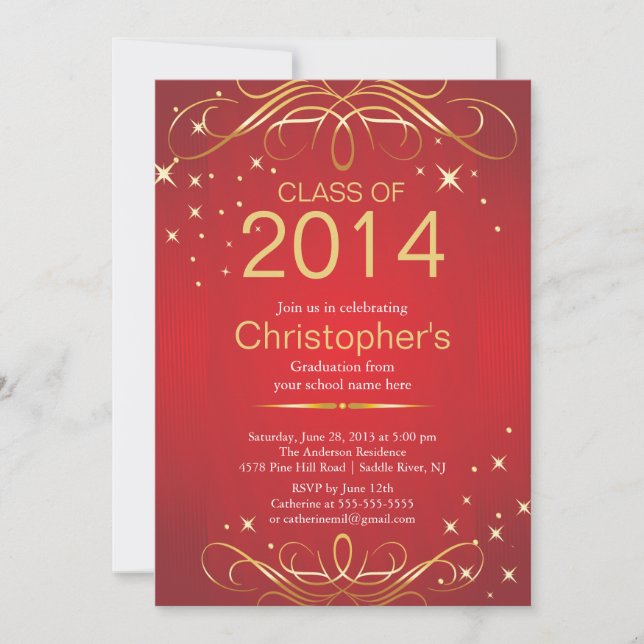 Elegant Classic Gold Graduation Party Invitation (Front)