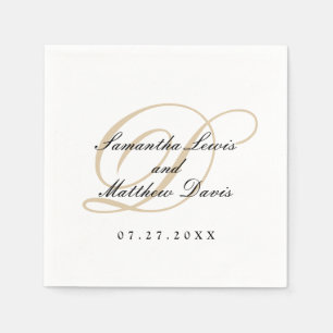 Elegant Classic Gold Monogram Wedding Napkin
