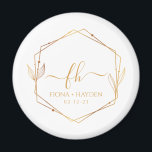 Elegant Classic Gold Monogrammed Initial Wedding Magnet<br><div class="desc">Introducing our elegant White and Gold Monogrammed Wedding Magnet, a charming keepsake for your special day. Adorned with a stunning monogram design featuring the initials of the happy couple in elegant gold lettering, this magnet is a timeless reminder of your love. Whether used as wedding favours or as a delightful...</div>