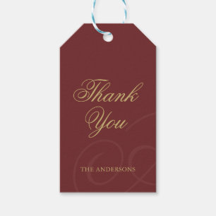 Elegant Classic Gold Script Burgundy Christmas  Gift Tags