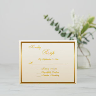 Elegant Classic Gold Script Wedding RSVP Card