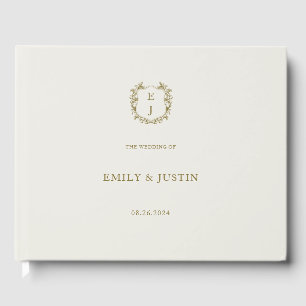 Elegant Classic Golden Crest Monogram Wedding Guest Book