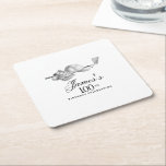 Elegant Classic Golf 100th Birthday Party Custom Square Paper Coaster<br><div class="desc">Elegant black and white custom birthday napkins for a golfer. The top of is decorated with golf accessories - a golf club, golf ball, hat and gloves. The watercolor design creates a traditional and classic aesthetic. Perfect for a birthday bash at the club or a backyard BBQ. All of the...</div>