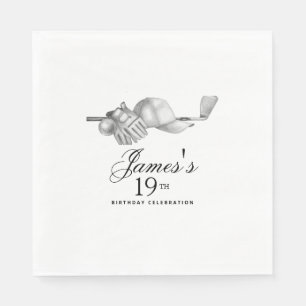 Elegant Classic Golf 19th Birthday Party Custom Napkin