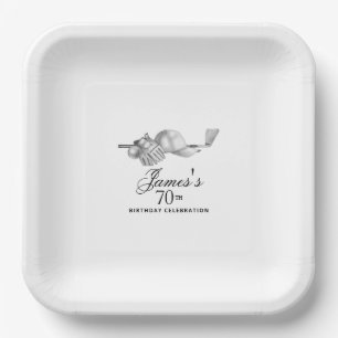 Elegant Classic Golf 70th Birthday Party Custom Paper Plate