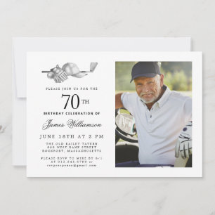 Elegant Classic Golf 70th Birthday Party Photo Invitation