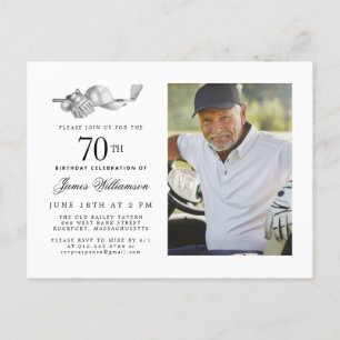 Elegant Classic Golf 70th Birthday Party Photo Invitation Postcard