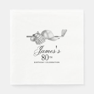 Elegant Classic Golf 80th Birthday Party Custom Napkin