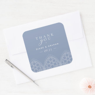 Elegant Classic Gothic Cathedral Forever Blue Square Sticker