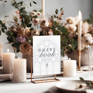 Elegant Classic Gothic Gree Wedding Guestbook Sign