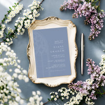 Elegant Classic Gothic Minimal Dusky Blue Wedding