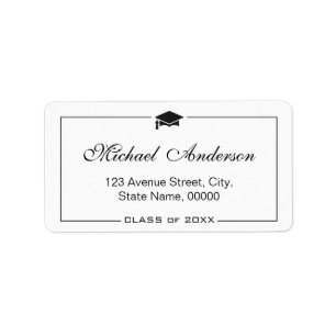 Elegant Classic Graduation Cap Grad Graduate Label