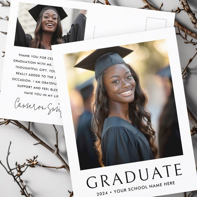 Elegant classic graduation year photo graduate postcard (Elegant classic graduation year photo graduate postcard)