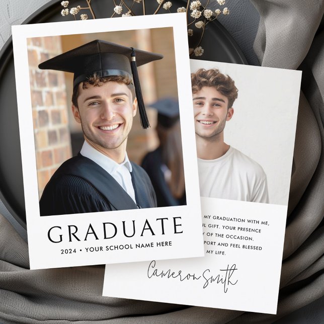 Elegant classic graduation year photo graduate thank you card (Elegant classic graduation year photo graduate thank you card)