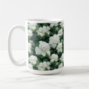 Elegant classic green botanical white floral coffee mug