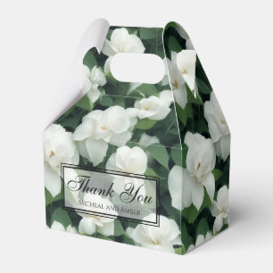 Elegant classic green botanical white floral favour box