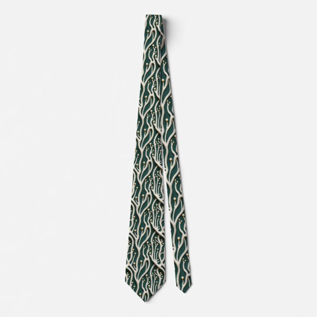 Elegant classic green floral pattern tie (Front)