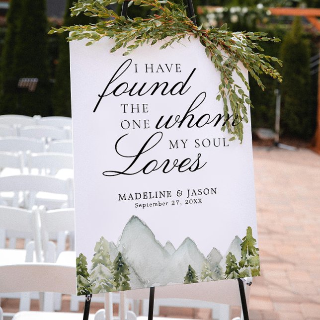 Elegant Classic Greenery Forest Mountains Wedding Poster (Creator Uploaded)
