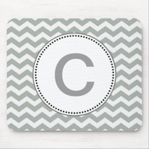 Elegant, classic grey and white chevron zigzag mouse mat