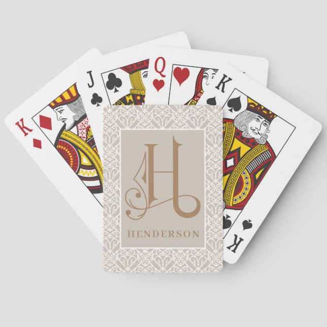 Elegant Classic  H Monogram, Personalise Bicycle P Playing Cards (Back)