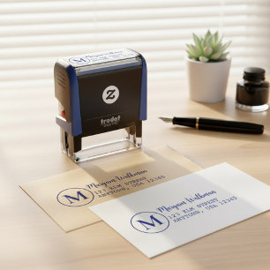 Elegant Classic Initial Monogram Return Address Self-inking Stamp