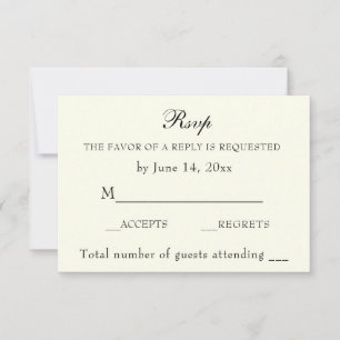 Elegant Classic Ivory Wedding Classic RSVP Card