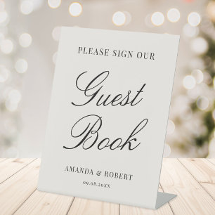 Elegant Classic Ivory Wedding Guest Book Pedestal Sign