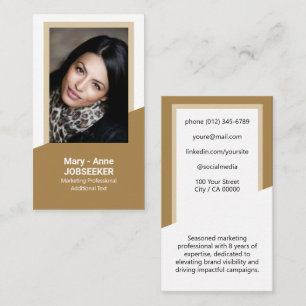 Elegant Classic Job Seeker Classy Gold Mustard Business Card